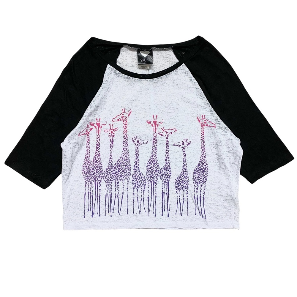 Ombre Giraffe Raglan Crop Top